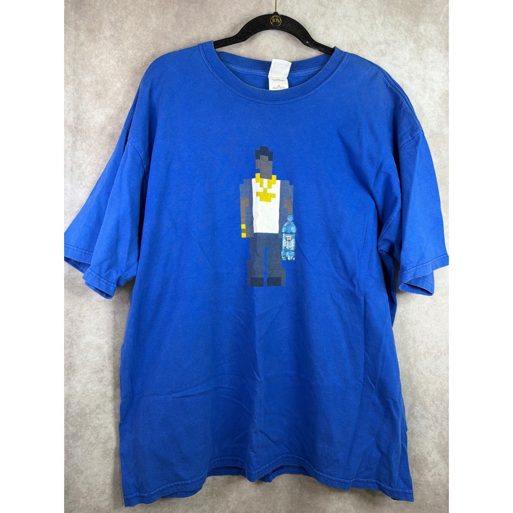 VTG Y2K Gildan Pepsi Blue T-Shirt Size XL Royal Blue Pixel Art Berry Cola Fusion